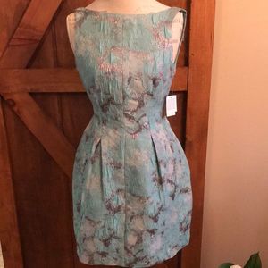 NWT NEW AIDAN FIT AND FLARE MINT METALLIC SILVER PARTY DRESS MIDI LADIES SIZE 2